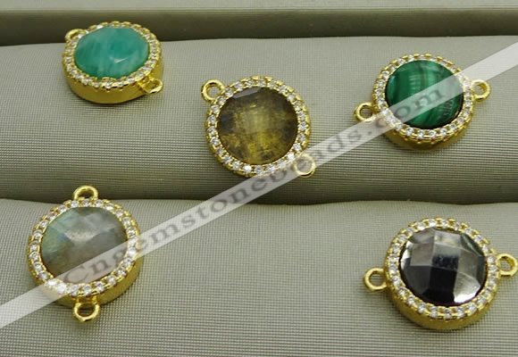 NGC6052 11mm coin mixed gemstone connectors wholesale