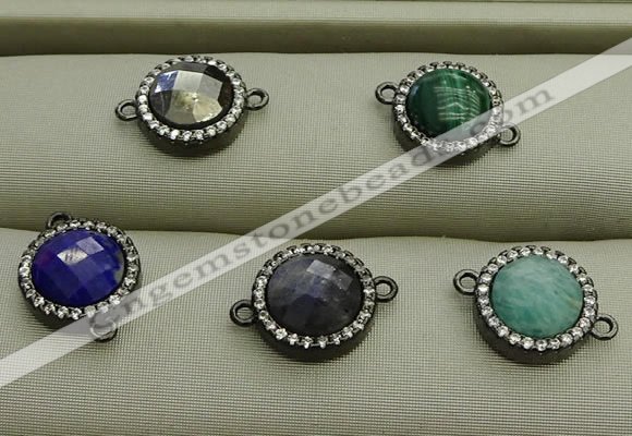 NGC6053 11mm coin mixed gemstone connectors wholesale