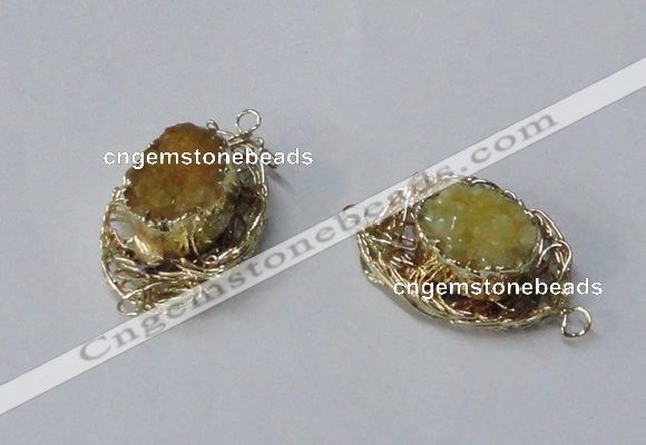 NGC609 22*30mm - 25*35mm freeform druzy agate connectors wholesale