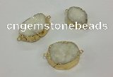 NGC618 15*20mm - 30*40mm freeform druzy agate connectors wholesale