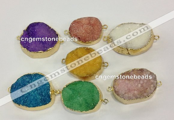 NGC625 15*20mm - 30*40mm freeform druzy agate connectors wholesale