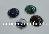 NGC63 30mm - 40mm flat round agate connectors wholesale