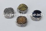 NGC634 24*25mm - 26*28mm freeform plated druzy agate connectors