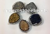 NGC638 20*28mm - 25*30mm freeform plated druzy agate connectors