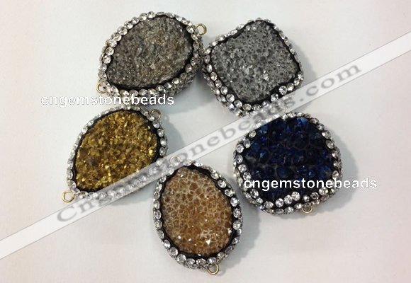 NGC638 20*28mm - 25*30mm freeform plated druzy agate connectors