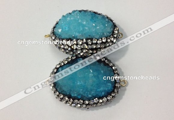 NGC649 20*30mm - 25*35mm freeform druzy agate connectors wholesale