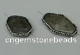 NGC6508 25*30mm - 25*40mm freeform black rutilated quartz connectors