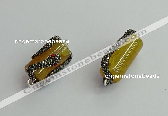 NGC6521 12*25mm tube agate gemstone connectors wholesale