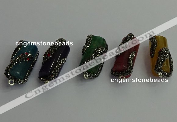 NGC6527 12*25mm tube agate gemstone connectors wholesale