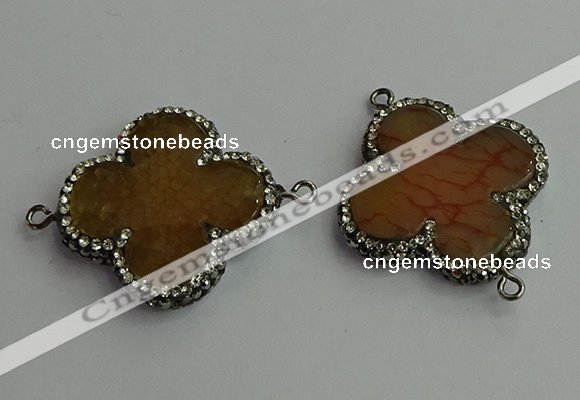 NGC6539 35*35mm flower agate gemstone connectors wholesale