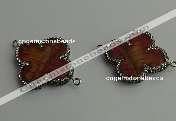 NGC6541 35*35mm flower agate gemstone connectors wholesale