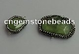 NGC6548 18*25mm - 25*30mm freeform green rutilated quartz connectors