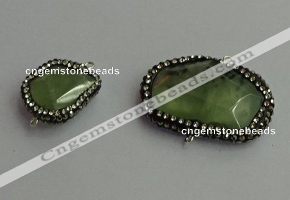 NGC6548 18*25mm - 25*30mm freeform green rutilated quartz connectors