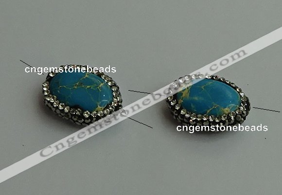 NGC6559 16*20mm oval sea sediment jasper connectors wholesale