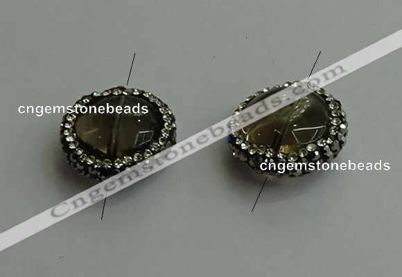 NGC6580 18mm - 20mm flat round smoky quartz connectors wholesale