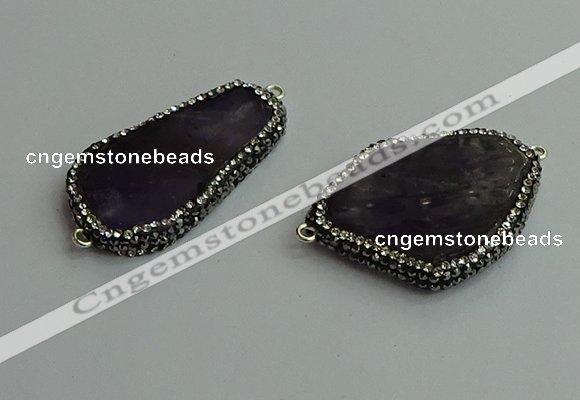 NGC6628 25*40mm - 35*40mm freeform amethyst connectors