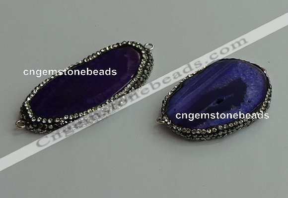 NGC6632 25*40mm - 30*55mm freeform agate connectors wholesale