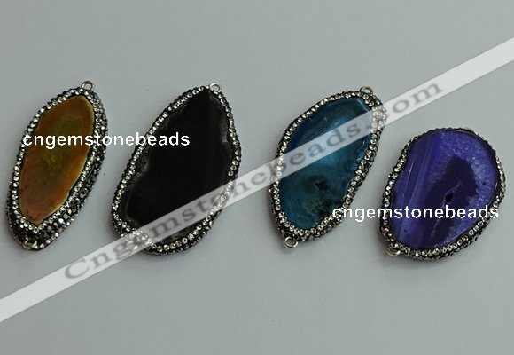 NGC6638 25*40mm - 30*55mm freeform agate connectors wholesale