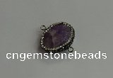 NGC6654 18*25mm faceted freeform amethyst connectors