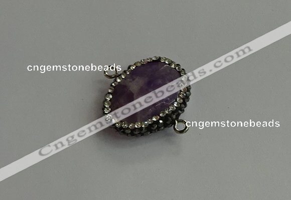 NGC6654 18*25mm faceted freeform amethyst connectors