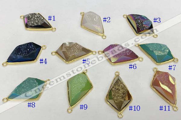 NGC7001 18*25mm faceted plated druzy agate connectors