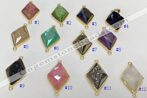 NGC7005 18*25mm faceted diamond plated druzy agate connectors