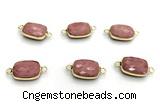 NGC7028 11*15mm faceted rectangle pink wooden jasper connectors