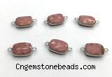 NGC7033 11*15mm faceted rectangle pink wooden jasper connectors