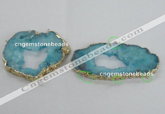 NGC704 45*75mm - 60*70mm freeform druzy agate connectors