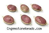 NGC7053 17*22mm faceted oval pink wooden jasper connectors