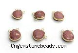 NGC7069 14mm faceted flat teardrop pink wooden jasper connectors