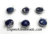 NGC7076 14mm faceted flat teardrop lapis lazuli connectors