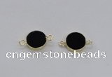 NGC719 16mm coin black agate gemstone connectors wholesale