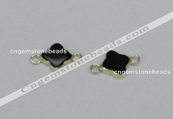 NGC721 14mm flower black agate gemstone connectors wholesale