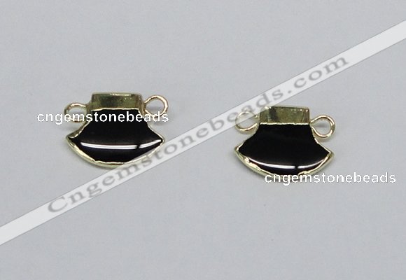 NGC723 15*20mm axe-shaped black agate connectors wholesale