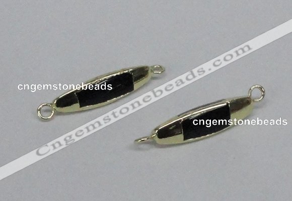 NGC724 8*20mm trihedron black agate connectors wholesale