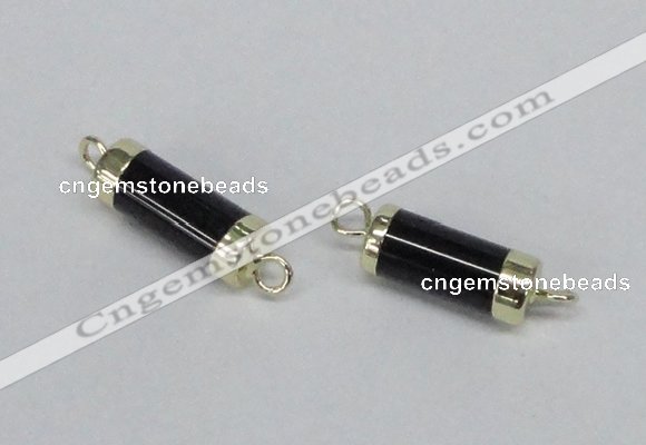 NGC725 8*20mm tube black agate connectors wholesale