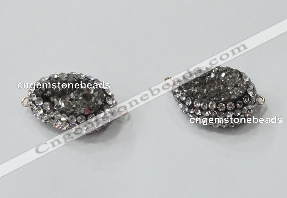 NGC733 16*22mm - 18*25mm freeform plated druzy agate connectors