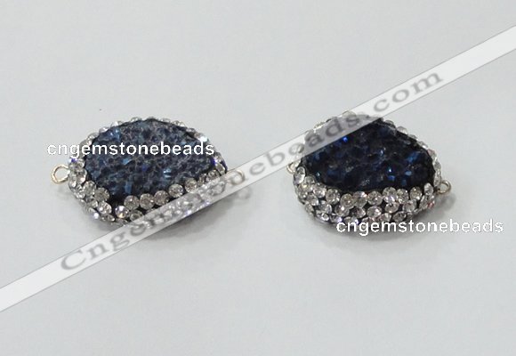 NGC735 16*22mm - 18*25mm freeform plated druzy agate connectors