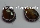 NGC7524 25*35mm - 28*38mm faceted freeform yellow tiger eye connectors