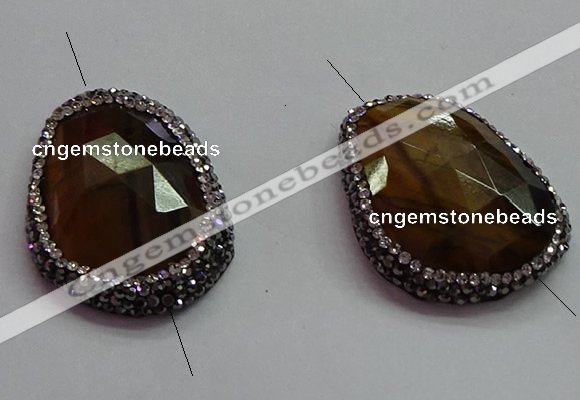 NGC7524 25*35mm - 28*38mm faceted freeform yellow tiger eye connectors