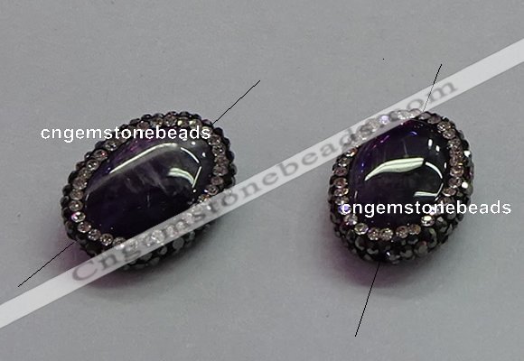 NGC7526 15*20mm - 16*22mm oval amethyst connectors wholesale