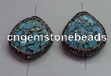 NGC7527 35*40mm - 38*45mm freeform turquoise connectors wholesale