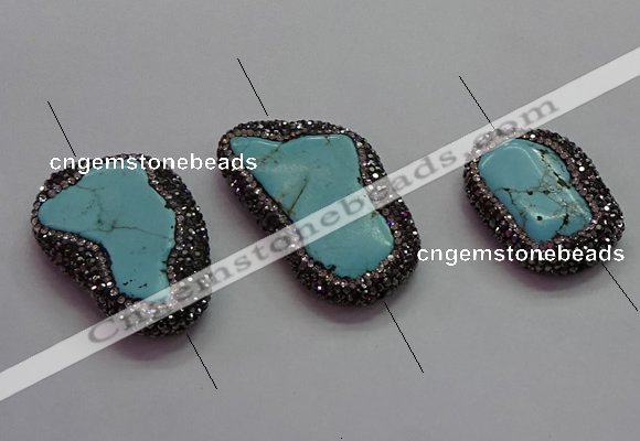 NGC7530 15*20mm - 18*25mm freeform turquoise connectors wholesale