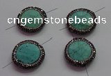 NGC7531 24mm faceted coin turquoise connectors wholesale