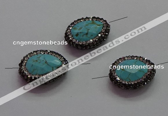 NGC7532 18*22mm - 20*25mm faceted teardrop turquoise connectors