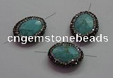 NGC7533 18*22mm - 20*25mm faceted oval turquoise connectors