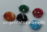 NGC77 25mm - 26mm flat round agate gemstone connectors wholesale