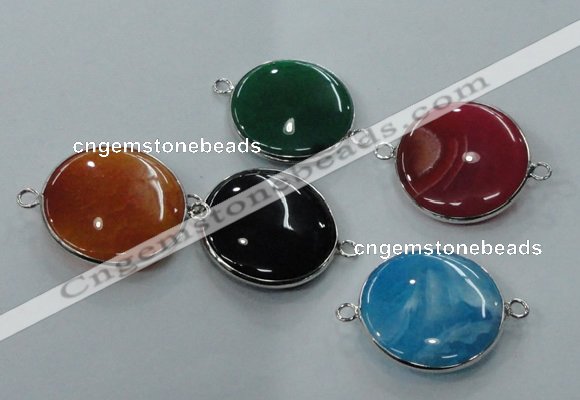 NGC77 25mm - 26mm flat round agate gemstone connectors wholesale