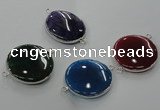 NGC78 30mm flat round agate gemstone connectors wholesale